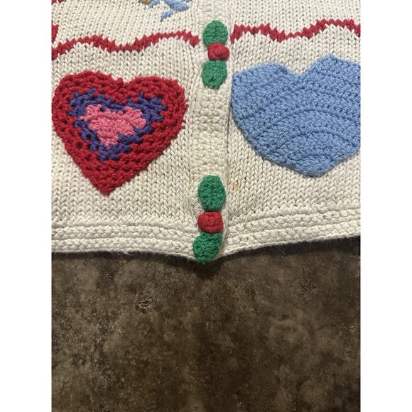 Vintage 1994 Eagles Eye Knit Hearts Valentines Day Sweater Size Large Rare - Picture 6 of 8